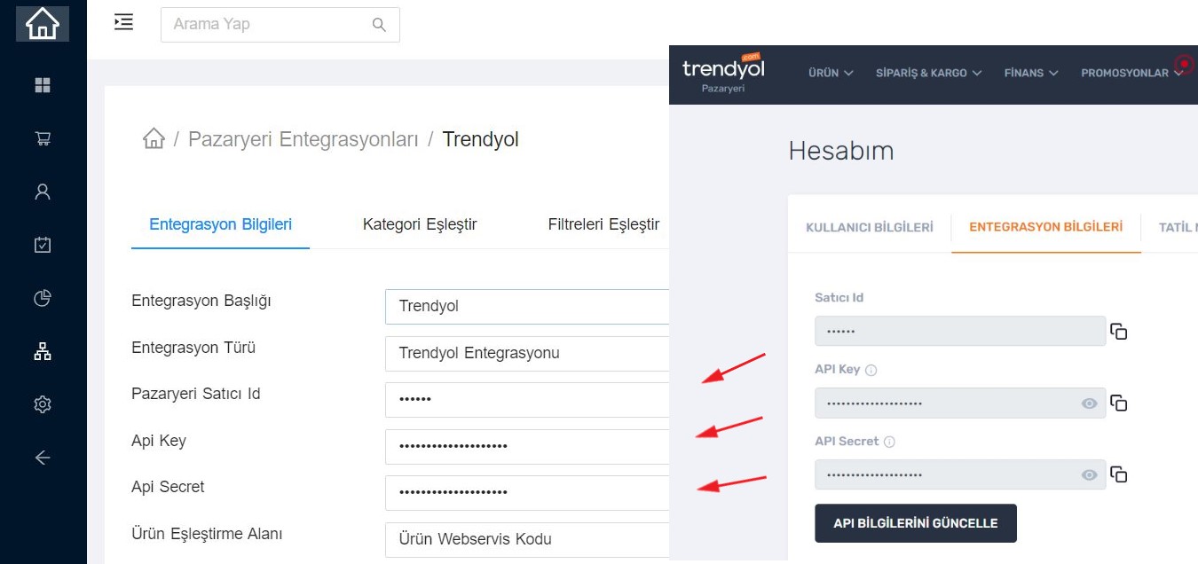 Trendyol Entegrasyonu Bilgileri