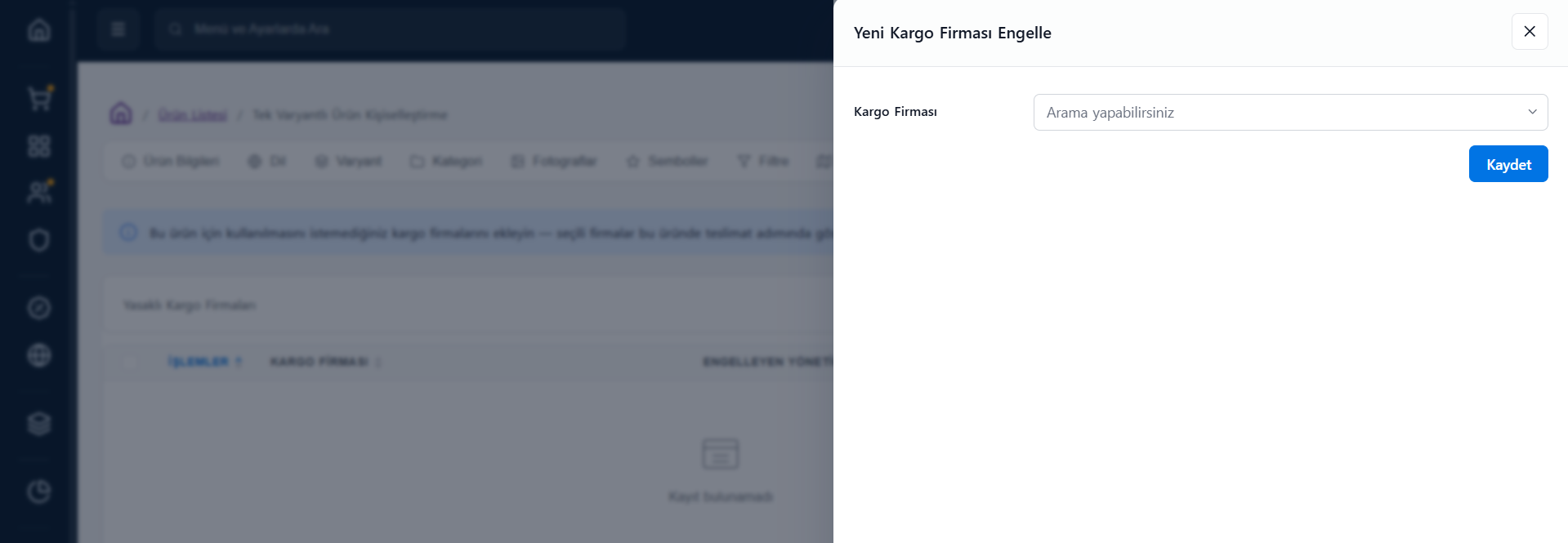 Yeni Kargo Firması Engelleme