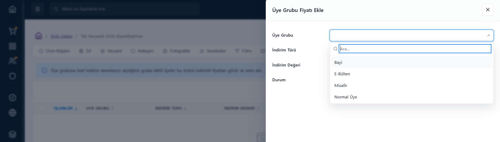 Üye Grubu Seçimi